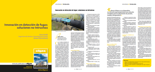 An image of a two page article featuring Atmos Eclipse published in Oilgas magazine (Spanish)