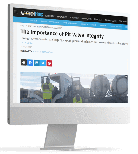 A desktop with a loaded web page containing the following article from Atmos International from Aviation Pros: The importance of pit valve integrity