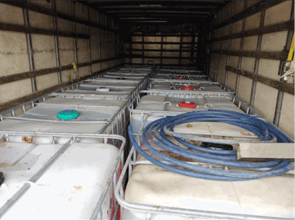 12 containers of stolen product discovered at the theft site