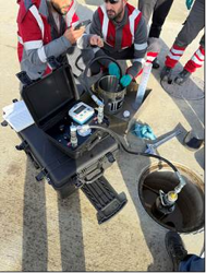 Engineers setting up and testing Atmos' aviation equipment