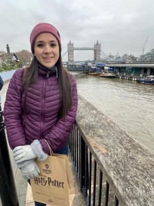 Project Engineer Sylvia Vargas in London beside the Tower Bridge
