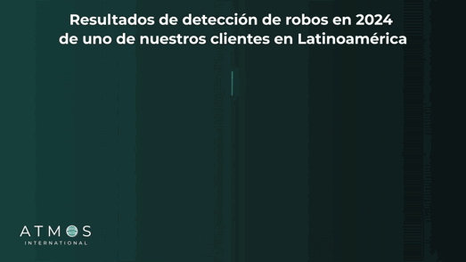 Un gráfico circular que muestra los resultados de detección de robos en 2024 de uno de nuestros clientes en América Latina. En sentido horario, el segmento en verde azulado oscuro representa 156 intervenciones, el verde azulado claro representa 106 personas detenidas, el amarillo representa 84 allanamientos y el gris representa 71 camiones incautados.