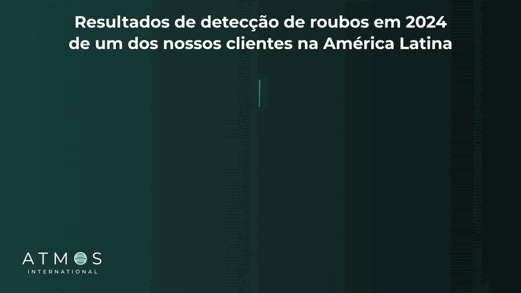 Um gráfico redondo detalhando os resultados de detecção de roubos em 2024 de um dos nossos clientes na América Latina. No sentido horário, o segmento em verde-petróleo escuro representa 156 intervenções, o verde-petróleo claro representa 106 pessoas presas, o amarelo representa 84 operações e o cinza representa 71 caminhões apreendidos.
