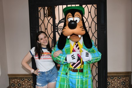 Project Engineer Sylvia Vargas posing with Goofy at a Disney park