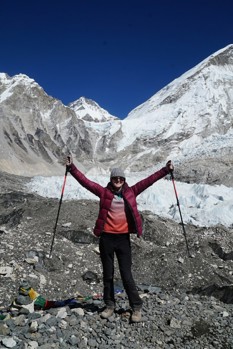 A photo of Principal Engineer Kirsty McNeil near Everest Base Camp
